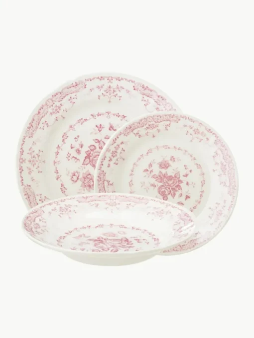 Serviesset Rose met bloemmotief, 6 personen (18-delig)