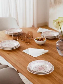 Serviesset Rose met bloemmotief, 6 personen (18-delig)