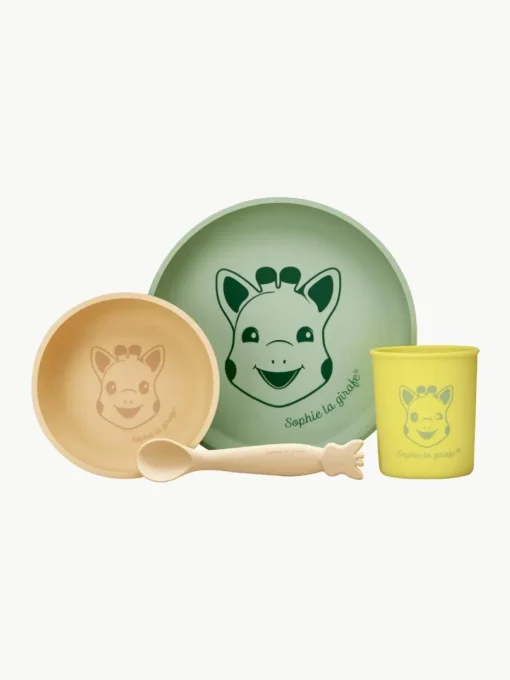 Serviesset Sophie la girafe van silicone, 4-delig