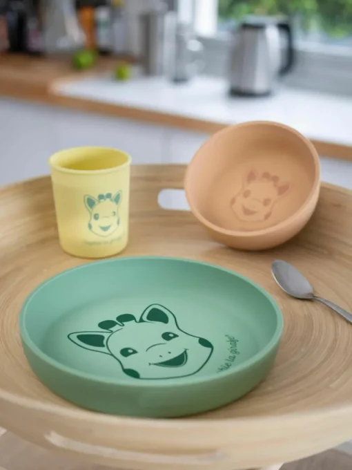 Serviesset Sophie la girafe van silicone, 4-delig