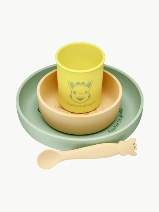 Serviesset Sophie la girafe van silicone, 4-delig