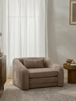 Slaapfauteuil Eliot uit teddy-bouclé