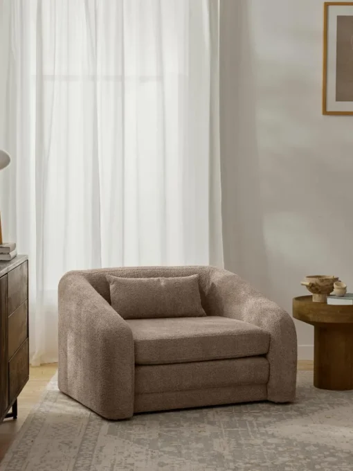 Slaapfauteuil Eliot uit teddy-bouclé