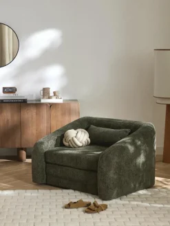 Slaapfauteuil Eliot uit teddy-bouclé