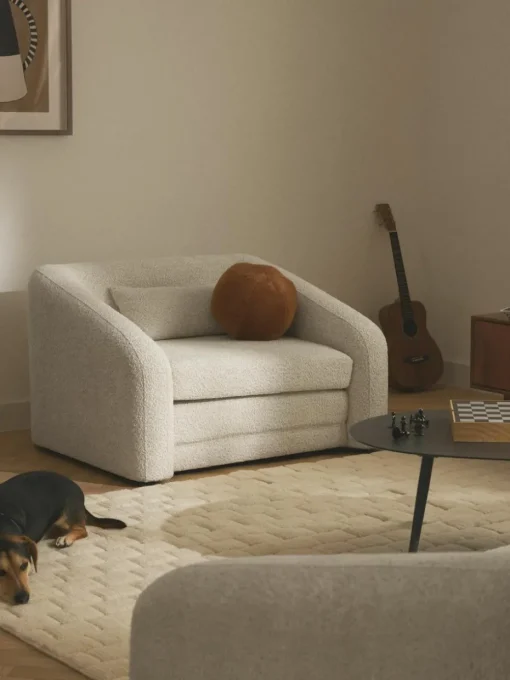 Slaapfauteuil Eliot uit teddy-bouclé