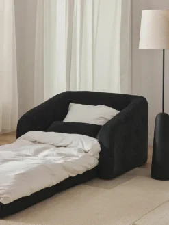 Slaapfauteuil Eliot uit teddy-bouclé