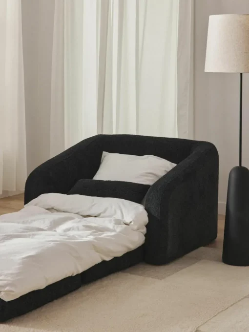 Slaapfauteuil Eliot uit teddy-bouclé