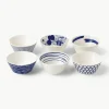 Snackschaaltjes Pacific blauw van porselein, set van 6