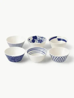 Snackschaaltjes Pacific blauw van porselein, set van 6