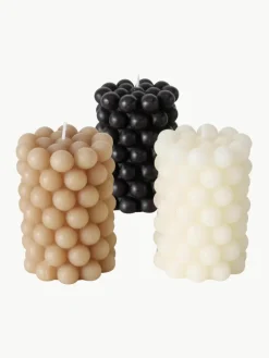 Stompkaarsen Pearls, 3-delig, H 10 cm