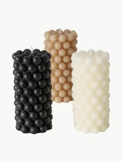 Stompkaarsen Pearls, 3-delig, H 14 cm