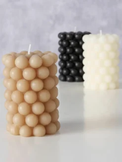 Stompkaarsen Pearls, 3-delig, H 10 cm