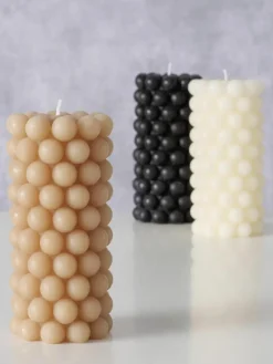 Stompkaarsen Pearls, 3-delig, H 14 cm