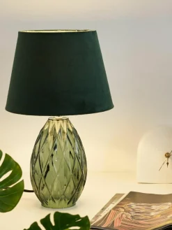 Tafellamp Crystal Velvet met glazen voet