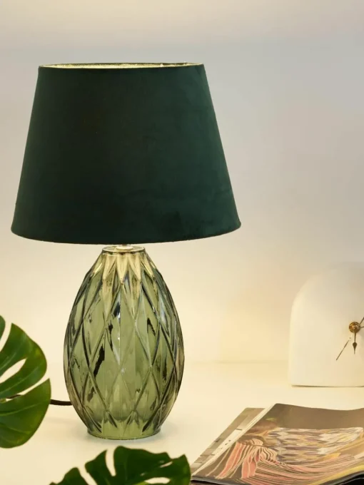 Tafellamp Crystal Velvet met glazen voet