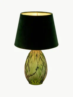 Tafellamp Crystal Velvet met glazen voet