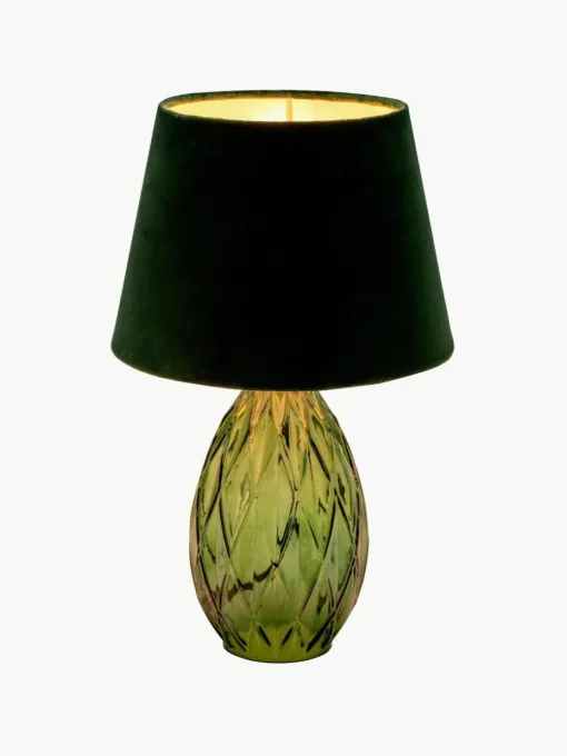 Tafellamp Crystal Velvet met glazen voet