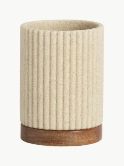 Tandenborstelbeker Laura met houten decoratie