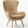 Teddy fauteuil Wing met houten poten