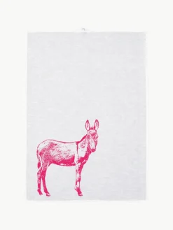 Theedoek Donkey, handgedrukt