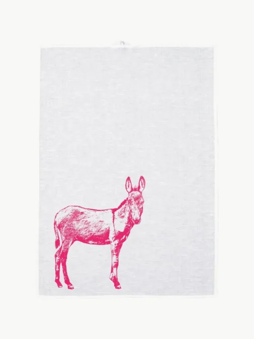 Theedoek Donkey, handgedrukt