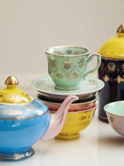 Theemokken Grandpa met schoteltjes, set van 4