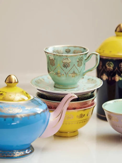 Theemokken Grandpa met schoteltjes, set van 4