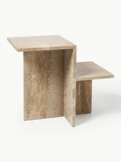 Travertijn bijzettafel Distinct met twee tafelbladen
