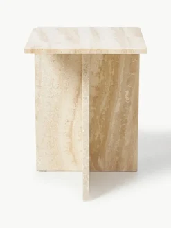 Travertijn bijzettafel Distinct met twee tafelbladen