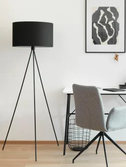 Tripod vloerlamp Cella met stoffen lampenkap