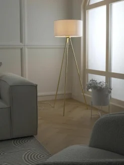 Tripod vloerlamp Cella met stoffen lampenkap