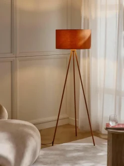 Tripod vloerlamp Cella met stoffen lampenkap