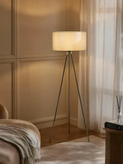 Tripod vloerlamp Cella met stoffen lampenkap