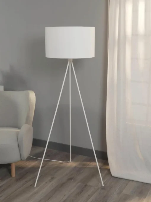 Tripod vloerlamp Cella met stoffen lampenkap