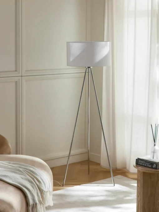 Tripod vloerlamp Cella met stoffen lampenkap