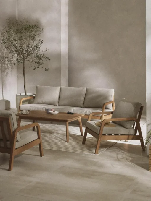 Tuin loungeset Bergen uit eucalyptushout, 4-delig
