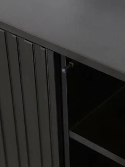 Tv-meubel Avourio van grenenhout met geribde voorkant, 2 deuren
