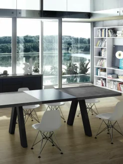 Uitschuifbare eettafel Apex in beton optiek, 200 - 250 x 100 cm
