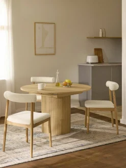 Uitschuifbare eettafel Filo met groefstructuur, 120 - 160 x 75 cm