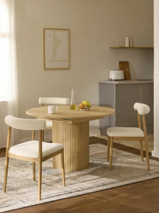 Uitschuifbare eettafel Filo met groefstructuur, 120 - 160 x 75 cm