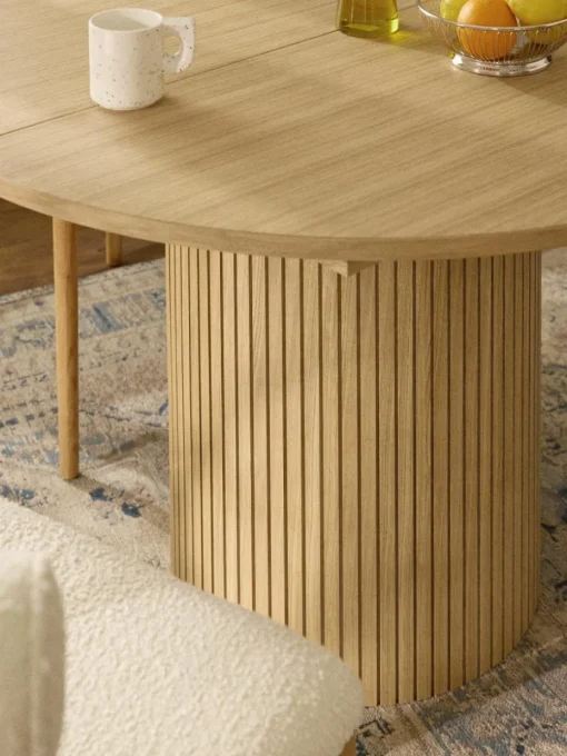 Uitschuifbare eettafel Filo met groefstructuur, 120 - 160 x 75 cm