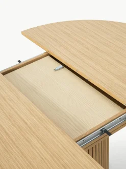 Uitschuifbare eettafel Filo met groefstructuur, 120 - 160 x 75 cm