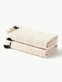 Velours handdoek Tallulah met decoratieve franjes, in verschillende maten