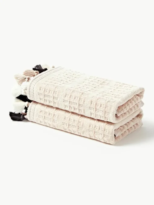 Velours handdoek Tallulah met decoratieve franjes, in verschillende maten