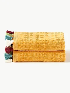Velours handdoek Tallulah met decoratieve franjes, in verschillende maten
