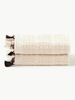 Velours handdoek Tallulah met decoratieve franjes, in verschillende maten