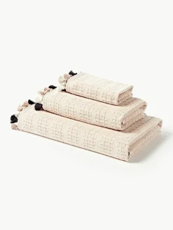 Velours handdoekenset Tallulah met decoratieve franjes, in verschillende formaten