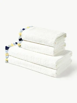 Velours handdoekenset Tallulah met decoratieve franjes, in verschillende formaten