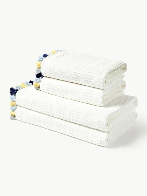 Velours handdoekenset Tallulah met decoratieve franjes, in verschillende formaten