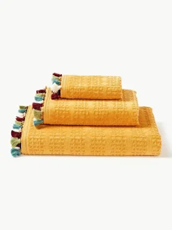 Velours handdoekenset Tallulah met decoratieve franjes, in verschillende formaten